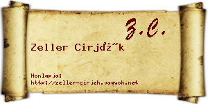 Zeller Cirjék névjegykártya